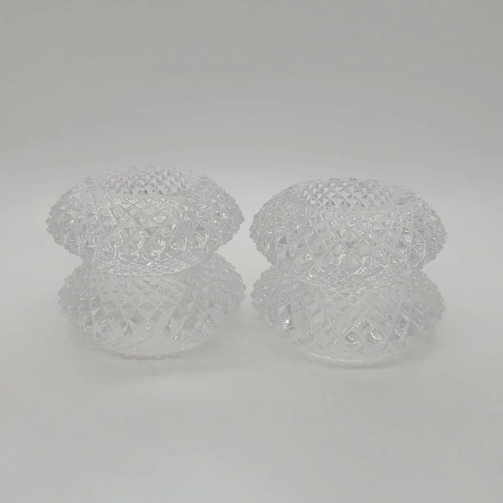 Vintage Cut Crystal Napkin Rings Set of 4 Diamond Quilted Glass Table Decor